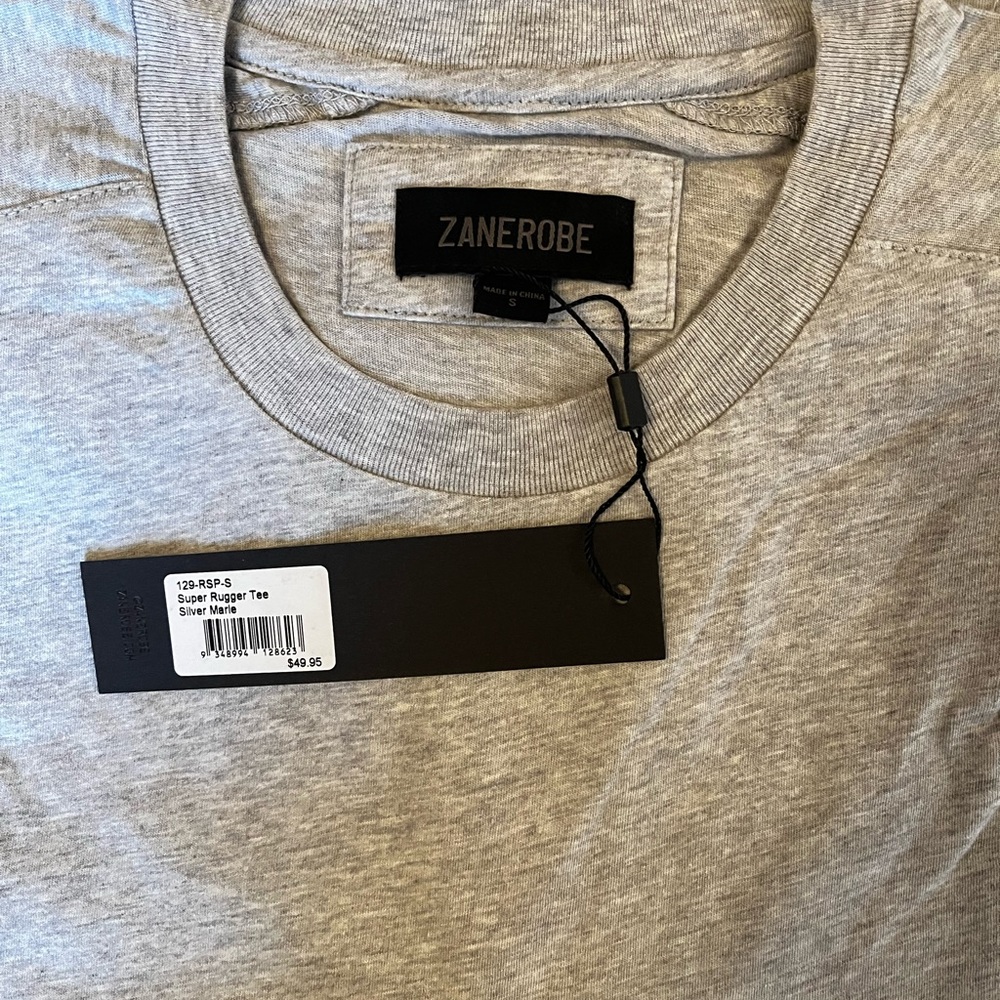 Men’s Zanerobe super rugger tee. Silver Marie colour